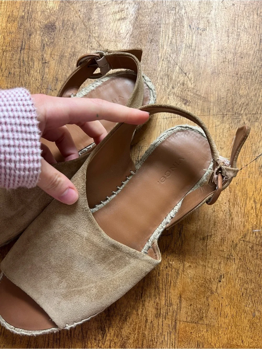 Vince Tan Suede Espadrille Sandals